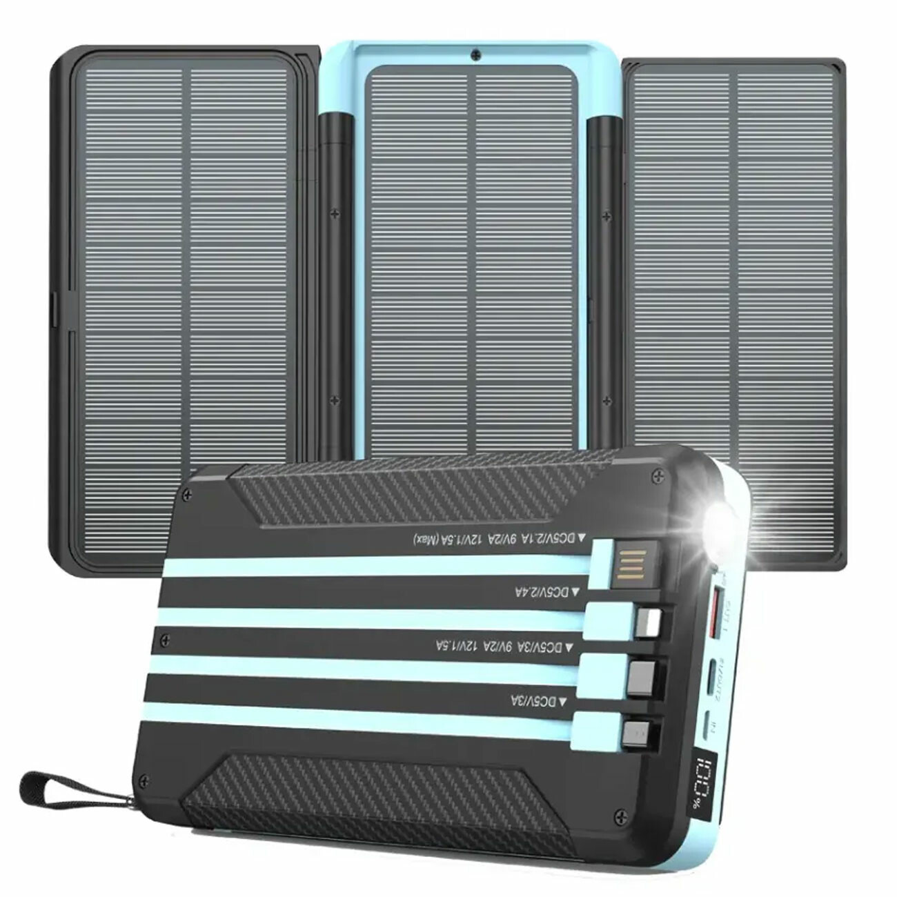 پاوربانک خورشیدی تایپ‌سی و یواس‌بی و لایتنینگ 20 وات 16000 میلی‌آمپرساعت پاورولوژی PP070-PPBCHA70-BK