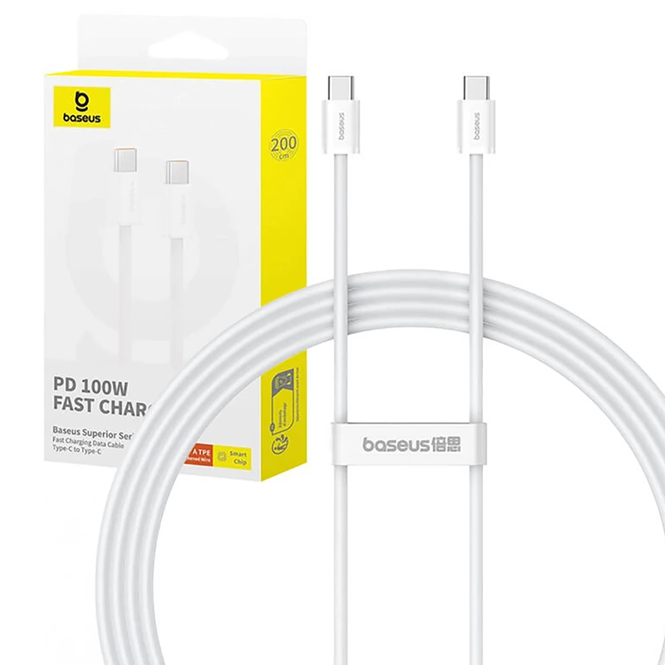 کابل سوپر فست شارژ دو سر تایپ سی 2 متری 100 وات بیسوس CB000064