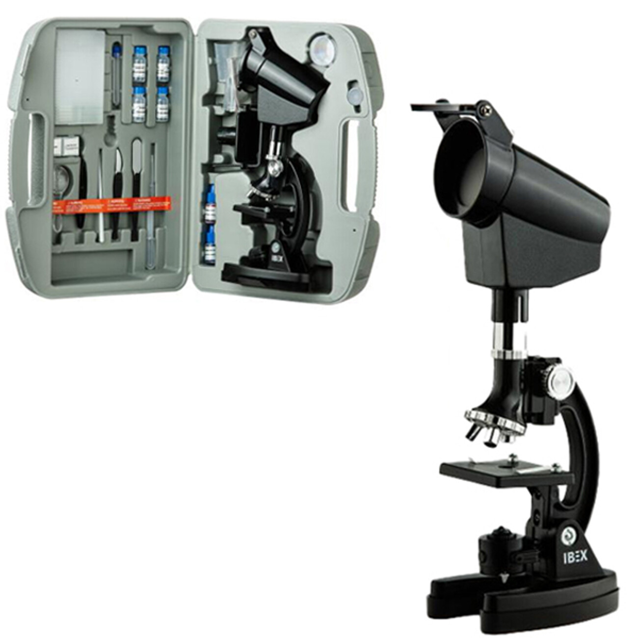 میکروسکوپ دانش آموزی IBEX تک چشمی ثابت با کیف حمل هاردباکس Zoom Box Vision