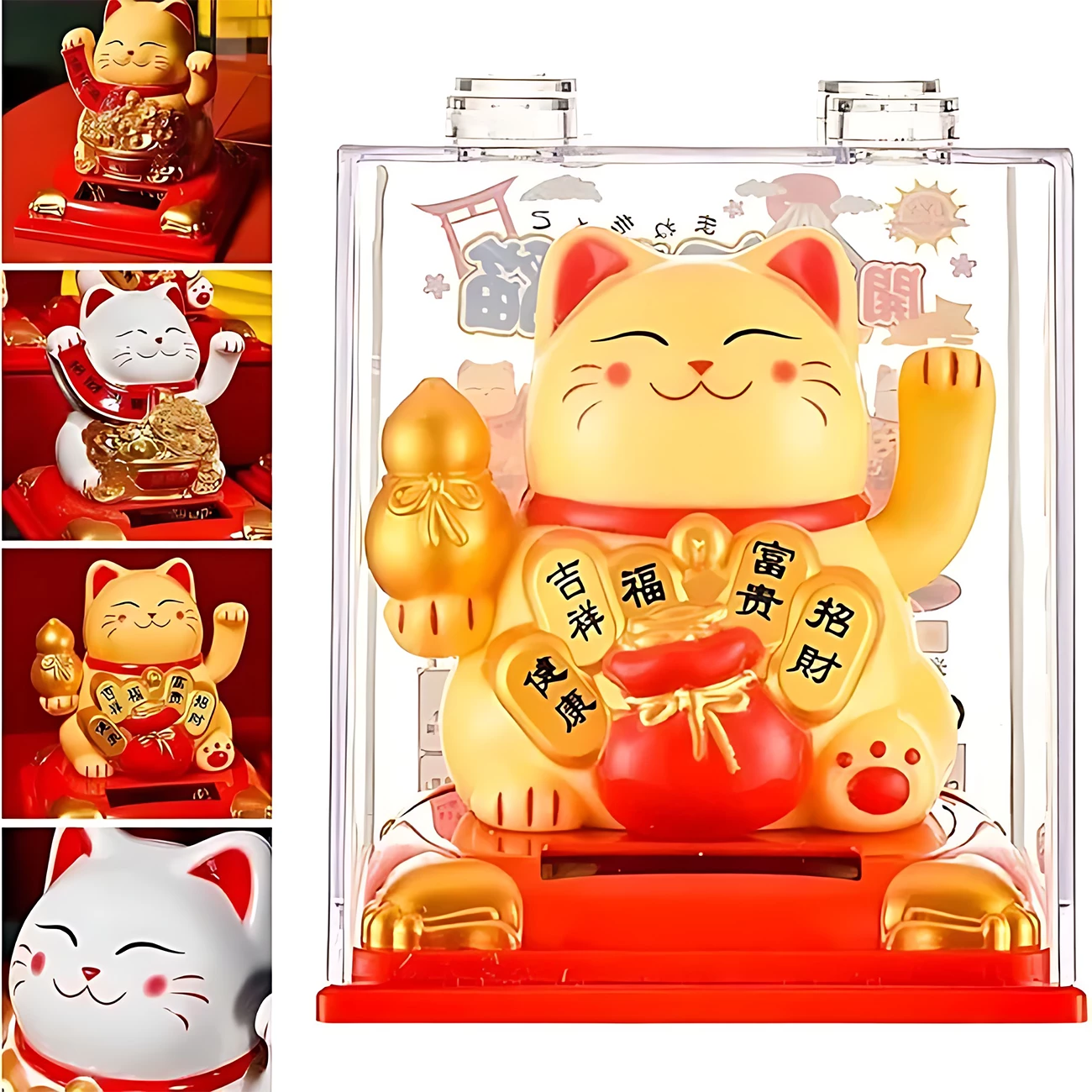 دکوری گربه شانس مانکی نکو فنگ‌شویی خورشیدی سایز متوسط 2.5 اینچ