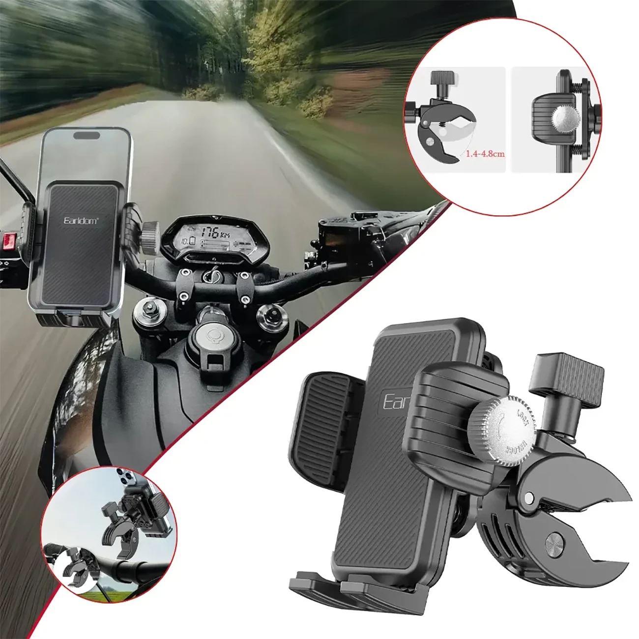 هولدر گوشی موبایل فرمان دوچرخه و موتورسیکلت ارلدام ET-EH286