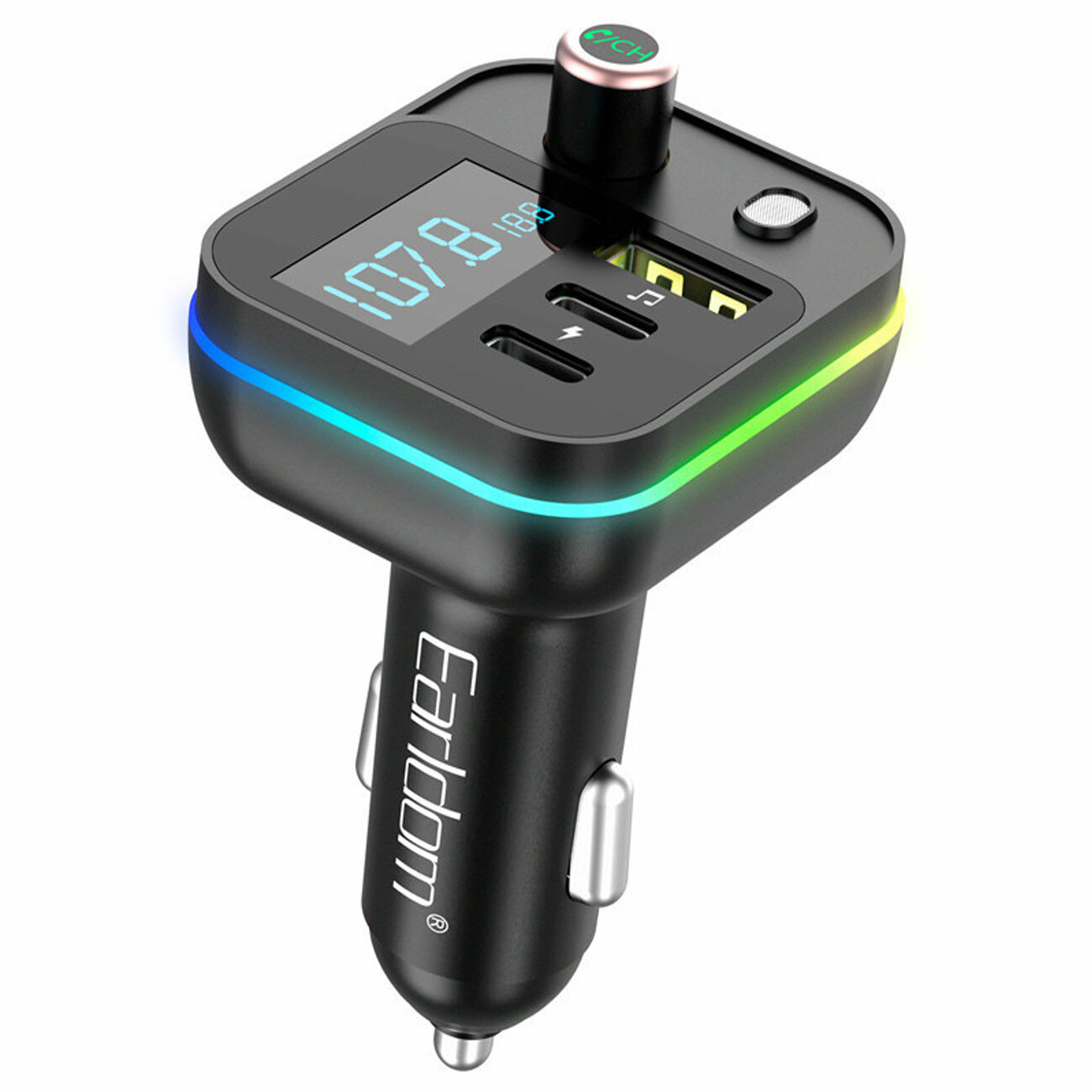 شارژر فندکی فست شارژ ماشین 18 وات و افامپلیر بلوتوثی ارلدام ET-M88