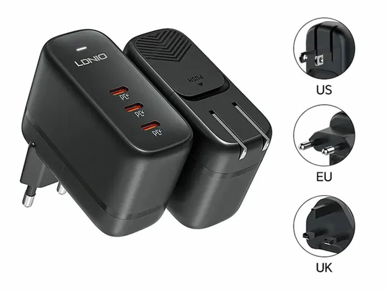 شارژر دیواری تایپ سی 65 وات الدنیو LDNIO 65W GaN Supper Fast Charger Q367