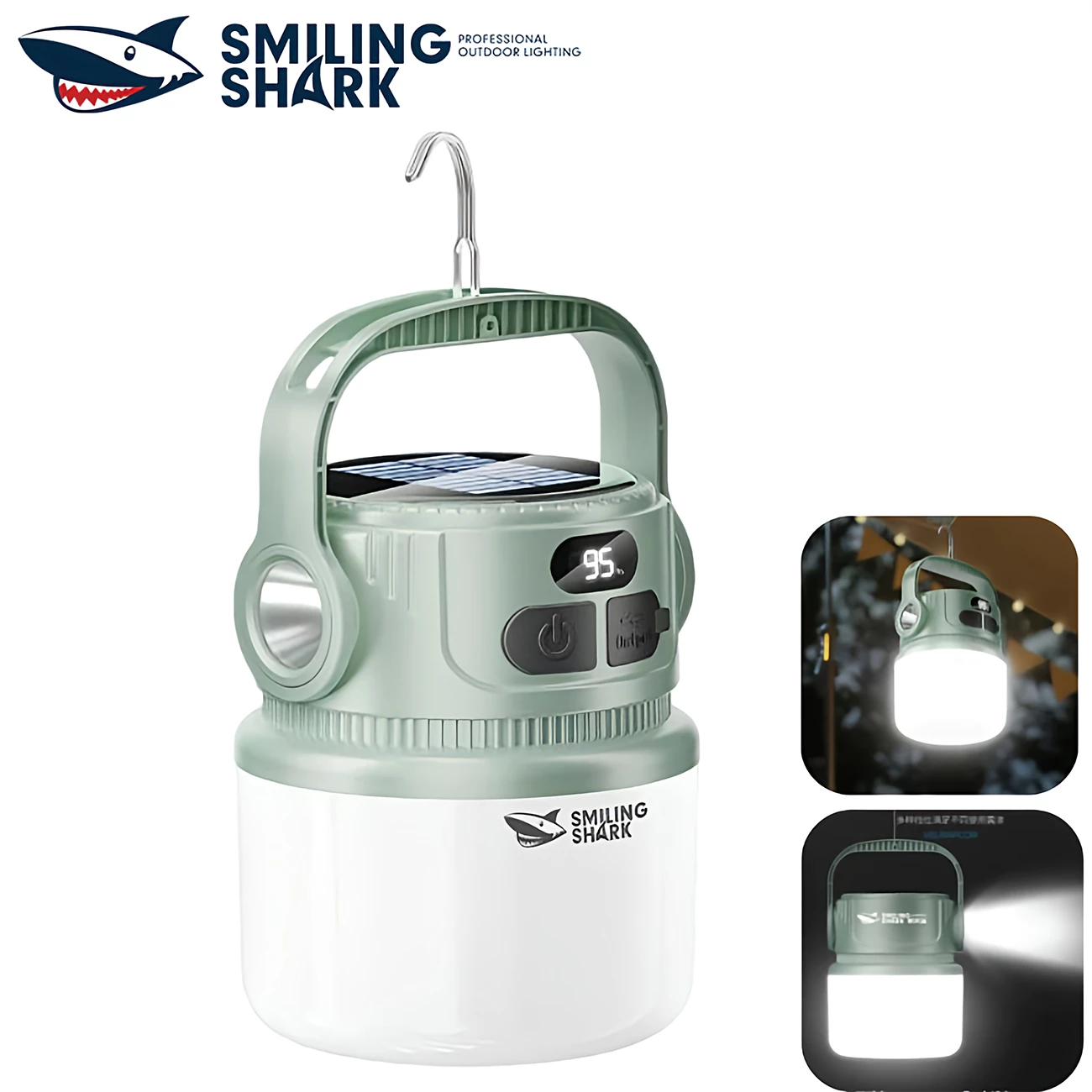 لامپ شارژی و چراغ کمپینگ خورشیدی ضدآب و  پاوربانک اسمایلینگ شارک LY-8269