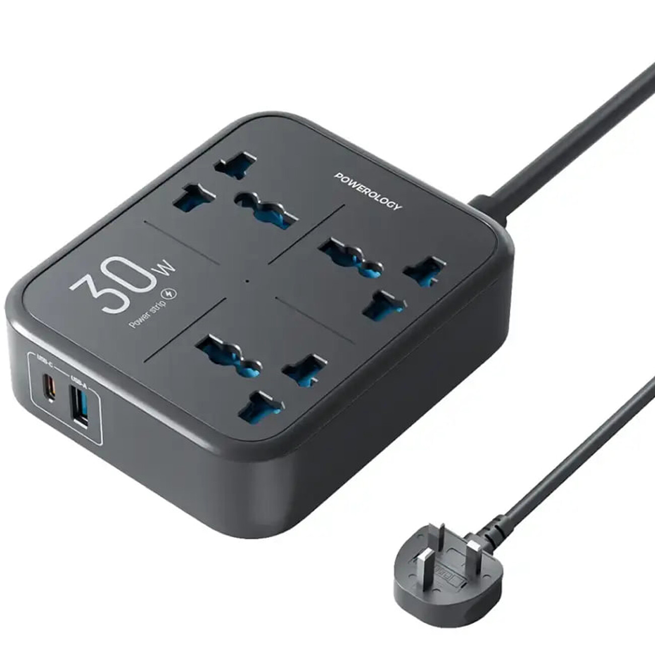 چند راهی و محافظ برق 3250 وات سه سوکت، یک USB و یک تایپسی پاورولوژی PWCUQC037