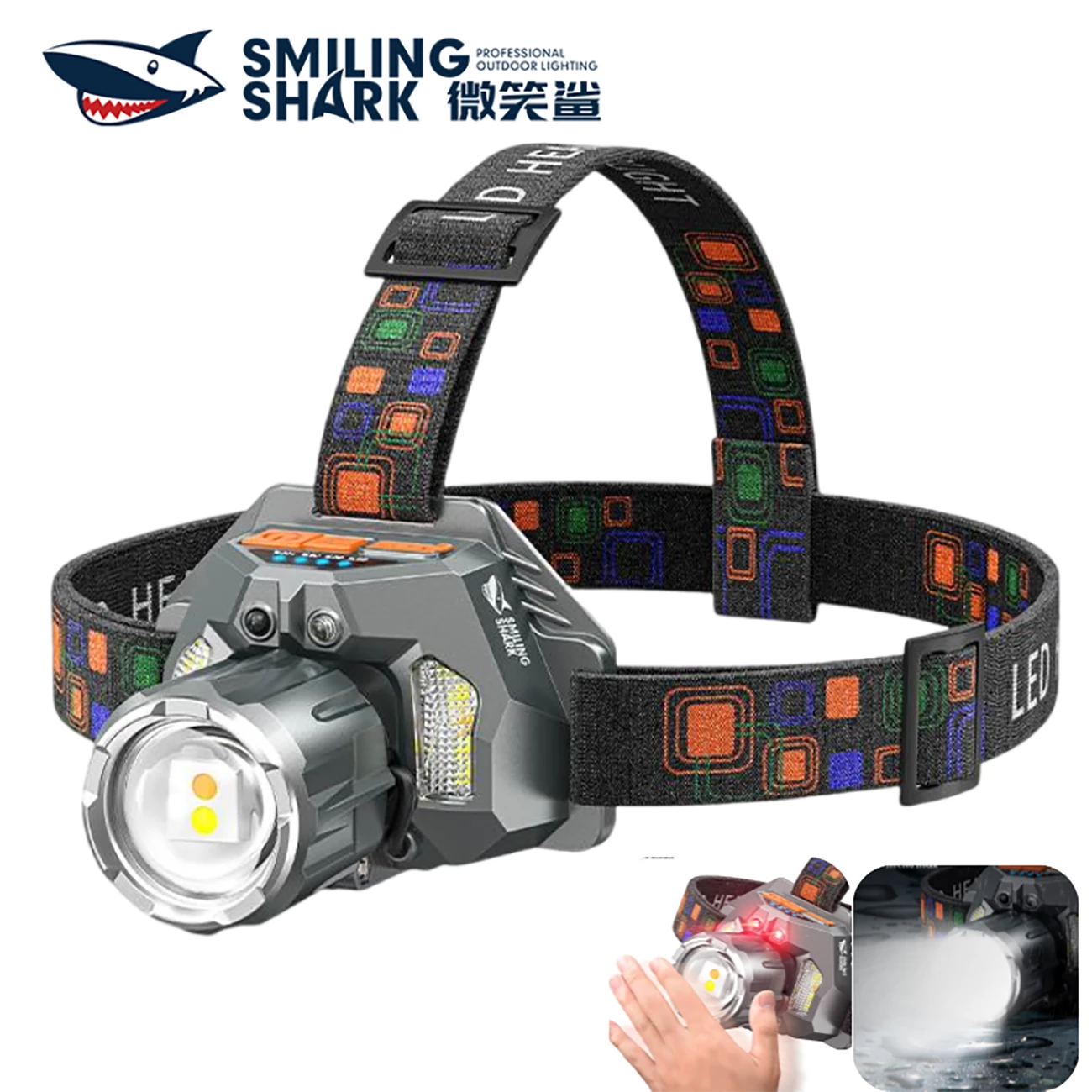 هدلایت 3000 میلی آمپر ساعت اسمایلینگ شارک TD0204 با روشنایی فوق العاده 6000 لومن