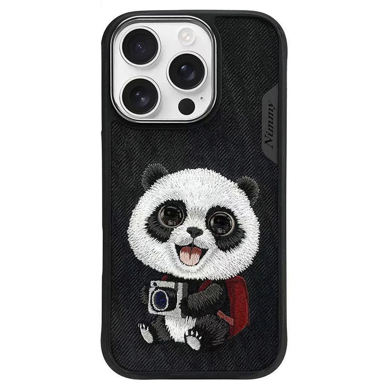 قاب گوشی آیفون 16 پرومکس طرح پاندا با گلدوزی برجسته نیمی