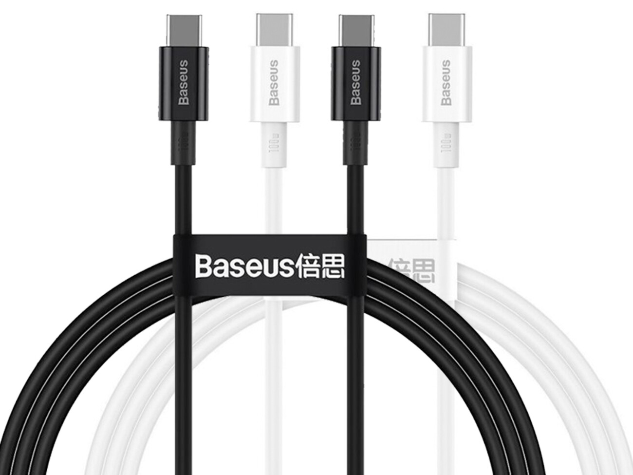 کابل سوپر فست شارژ دوسر تایپ‌سی 100 وات یک متری بیسوس Baseus Double type C charging cable 100W CATYS-B01