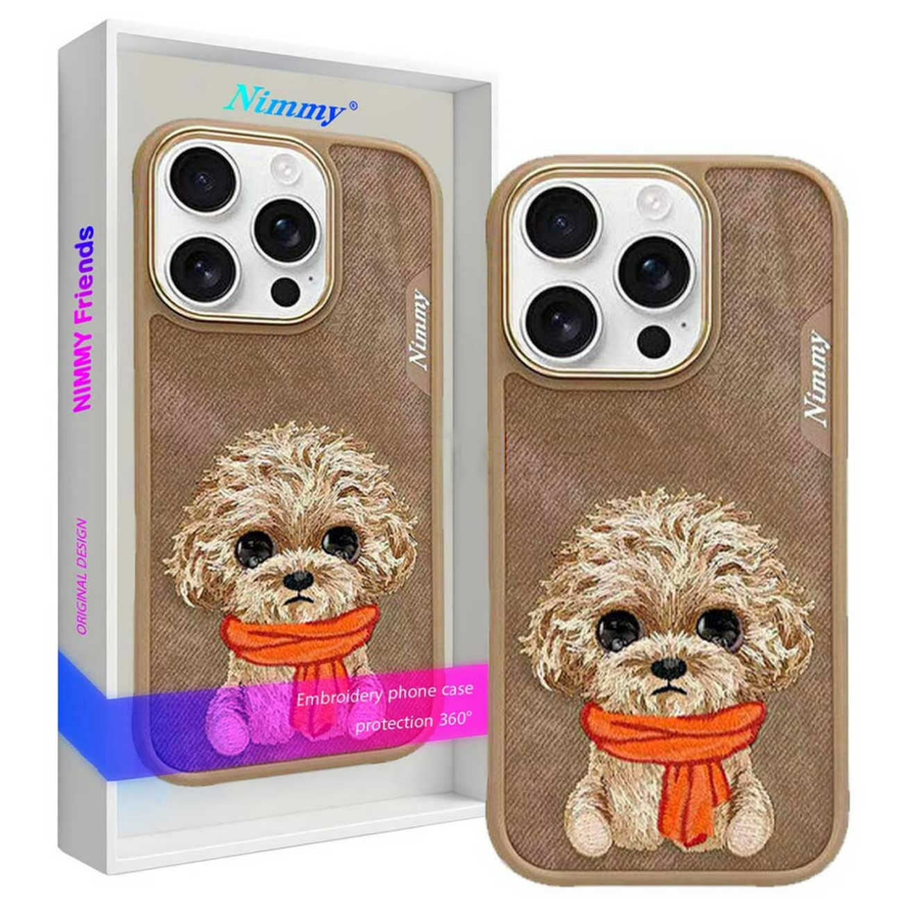 قاب مگ‌سیف گوشی آیفون 16 پرو طرح سگ گلدوزی شده نیمی N-XDY-IP16-PRO-014