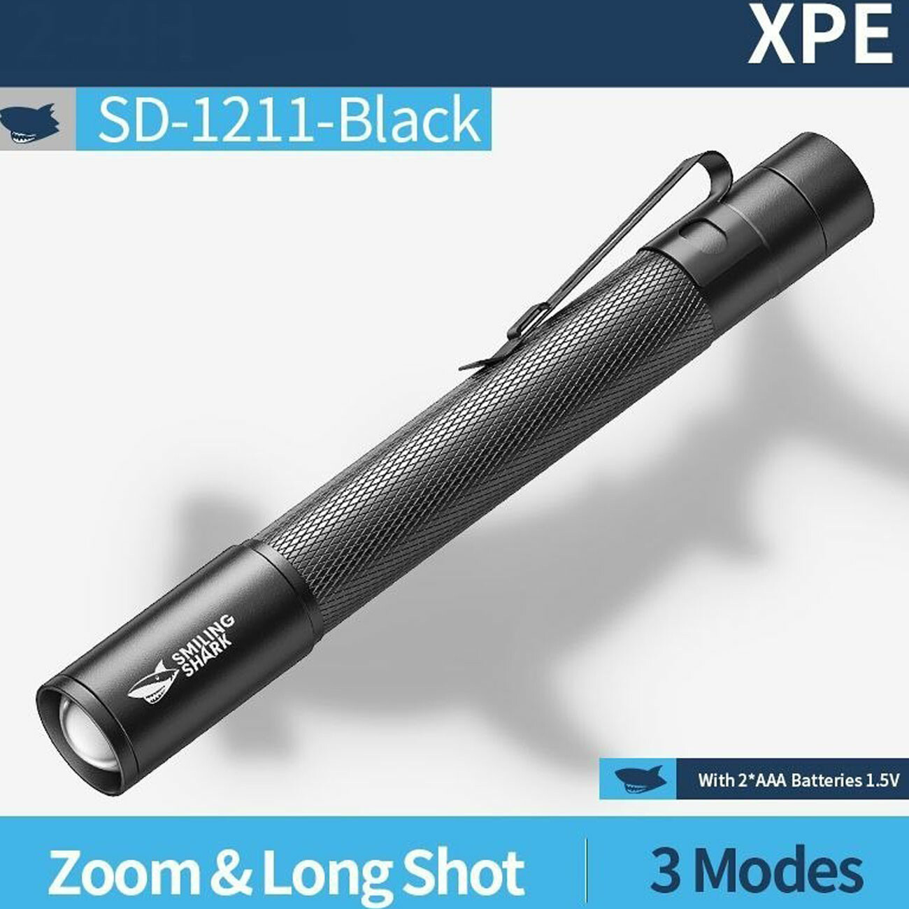 چراغ‌قوه جیبی قلمی ضدآب اسمایلینگ‌شارک sd-1211