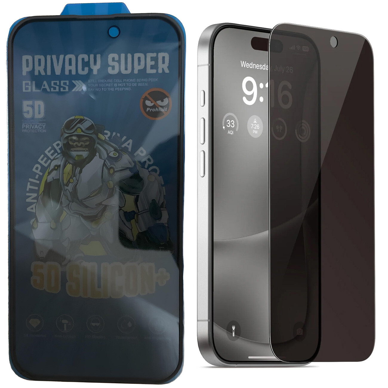 گلس پرایویسی گوشی آیفون 16 پرومکس 5 بعدی موکوسون 5D