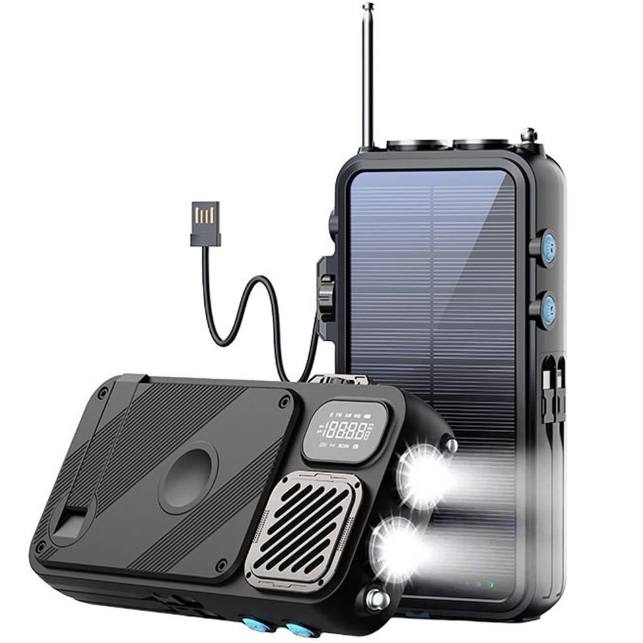 پاوربانک خورشیدی 16000 میلی‌آمپرساعت، اسپیکر بلوتوثی، رادیو، چراغ قوه، ساعت دیجیتالی و شارژر وایرلس اپل واچ پاورولوژی PPBCHA49