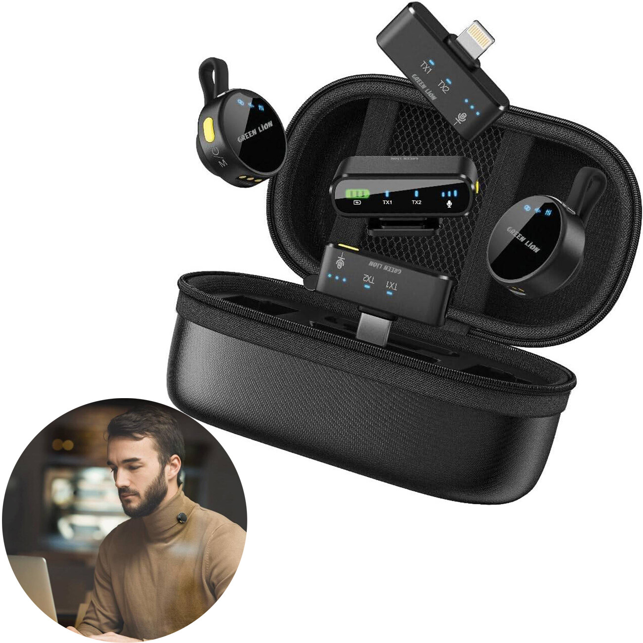 میکروفون یقهای بیسیم سه کاره گرینلاین Green Lion GM-85X/GNGM85XMICBK