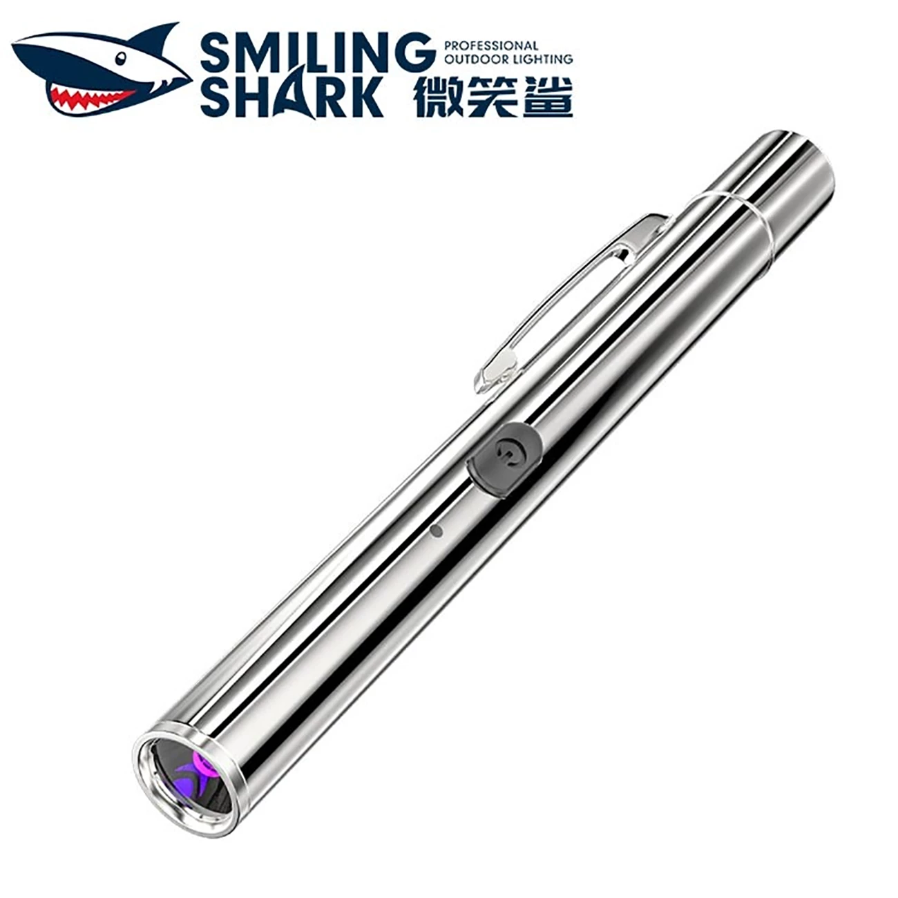 چراغ قوه شارژی کوچک گیره‌دار اسمایلینگ شارک SmilingShark 9188 با نور بنفش UV
