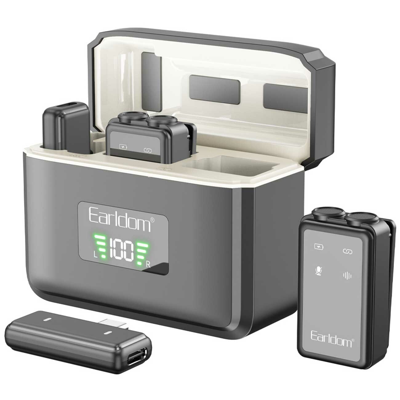 میکروفن یقهای بیسیم تایپسی و لایتنینگ ارلدام MC14 دوکاربره همراه کیس شارژ