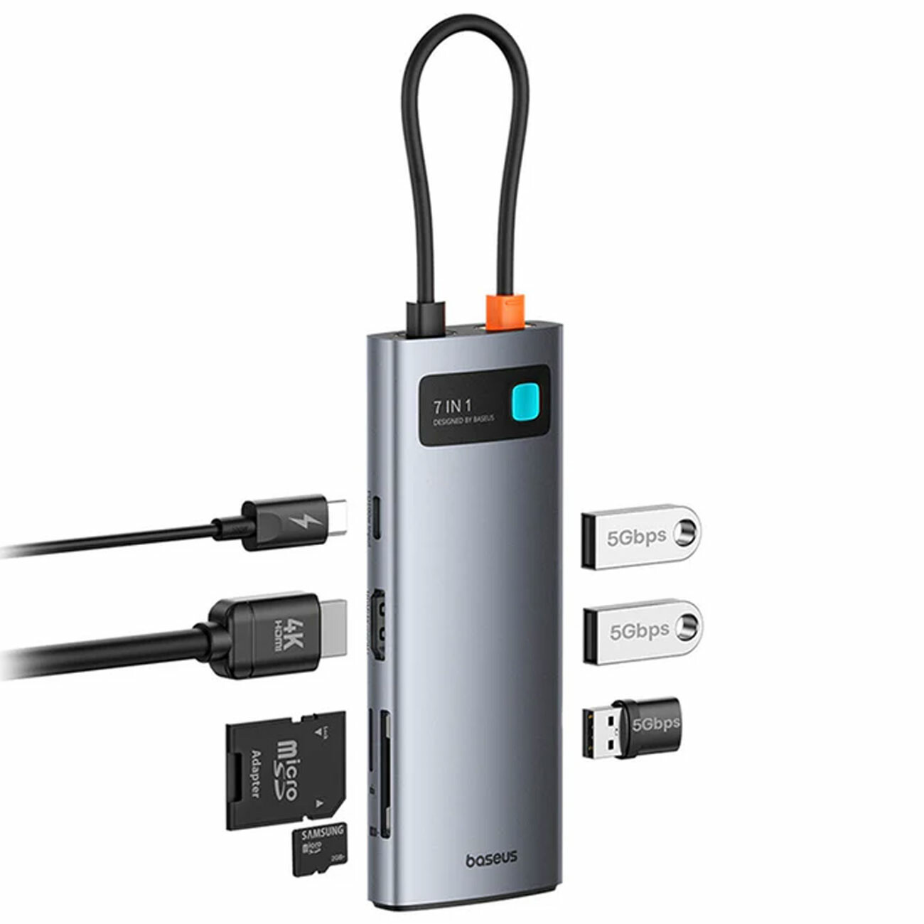 هاب تایپ سی 7 پورت فلزی بیسوس B00030708811-00