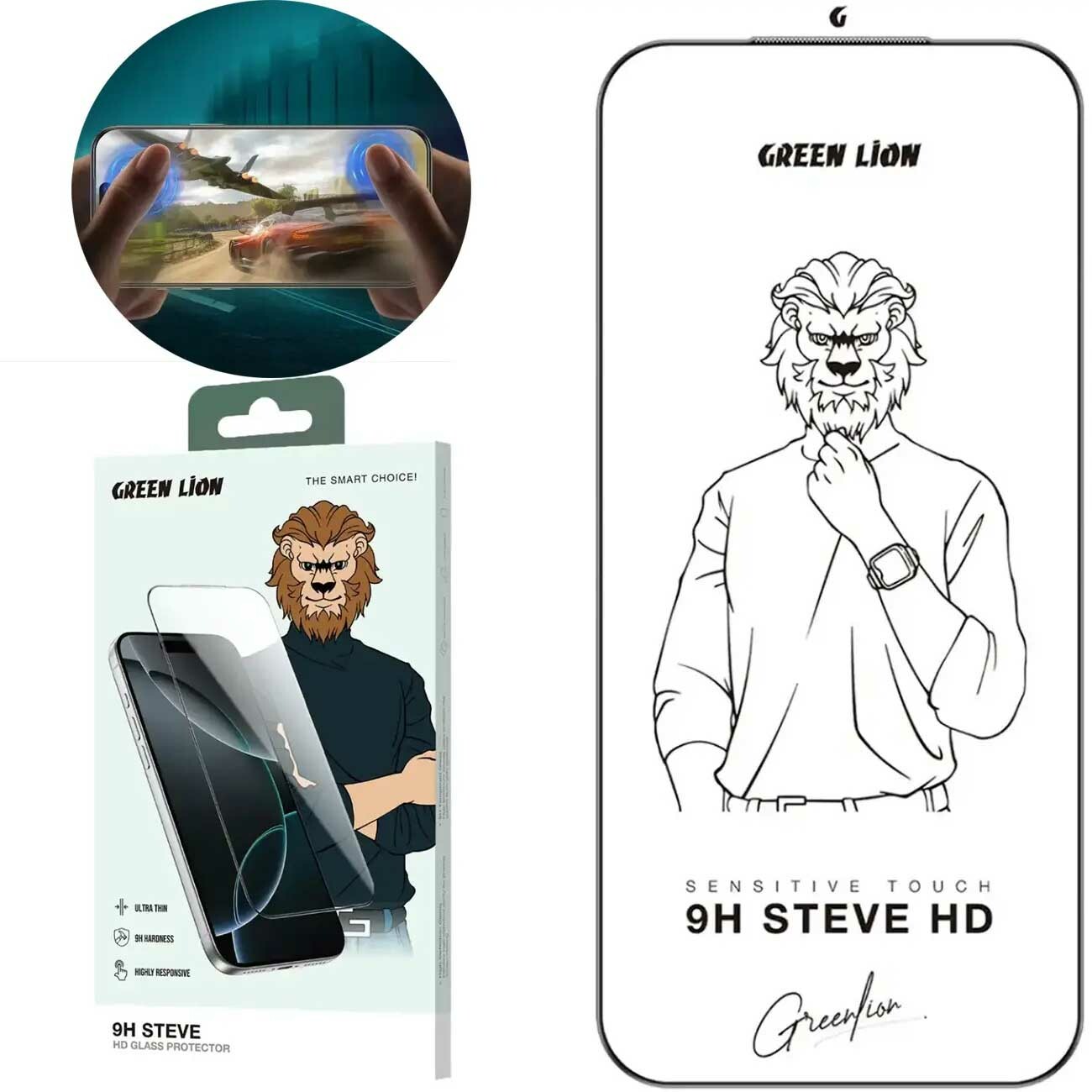 گلس آیفون 17 و 16 پرو گرین‌لاین Green Lion GN9HSGL17PMCL