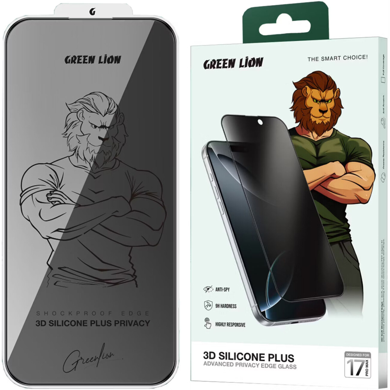 گلس پرایوسی آیفون 17 پرومکس گرین‌لاین Green Lion GN3DSIL17PMBK