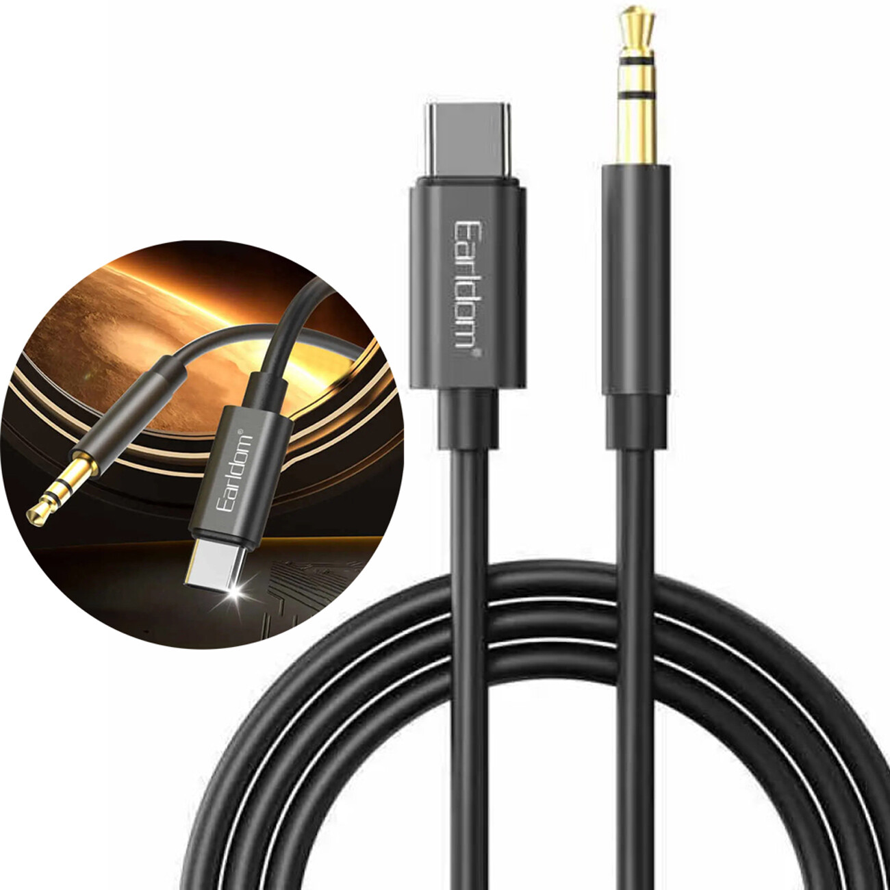 کابل انتقال صدای تایپ سی به جک 3.5 میلی‌متری یک متری ارلدام Earldom AC01