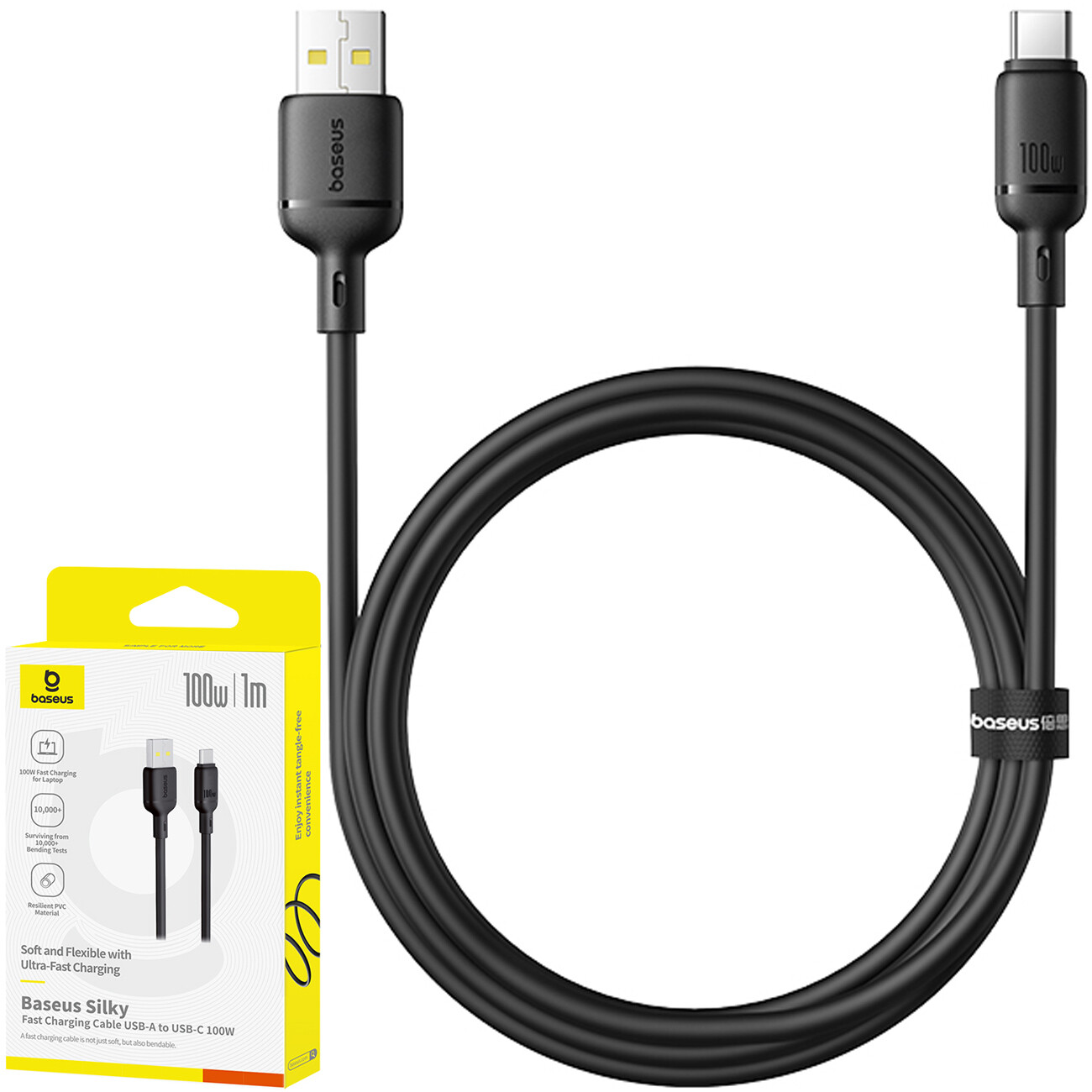 کابل سوپر فست شارژ USB به Type-c دو متری 100 وات  بیسوس P10377703113-00 / P10377703213-00 / CB000113