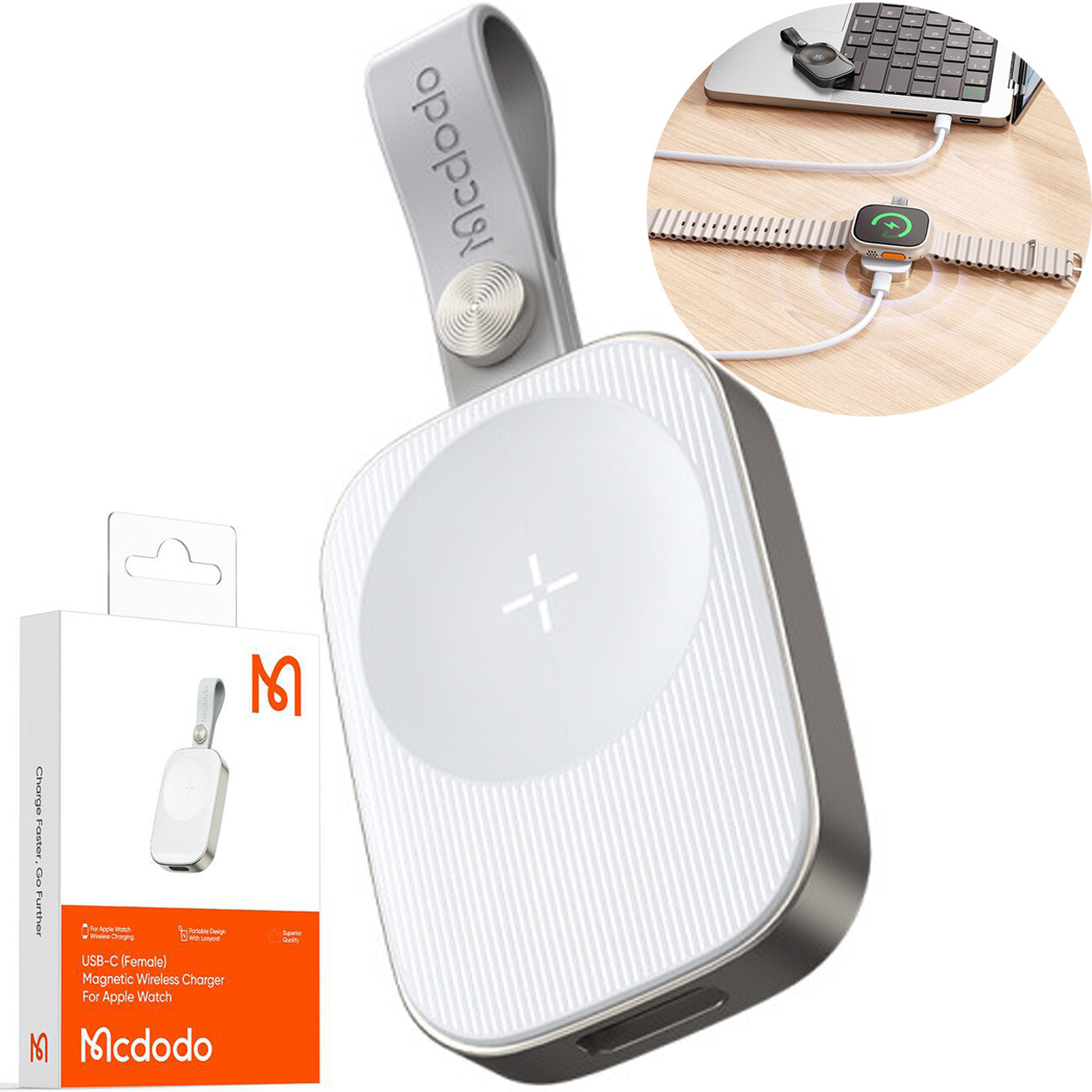 شارژر مگنتی پرتابل اپل واچ سری 1 تا 9، سری SE، الترا و الترا 2 مک دودو MCDODO CH-4990