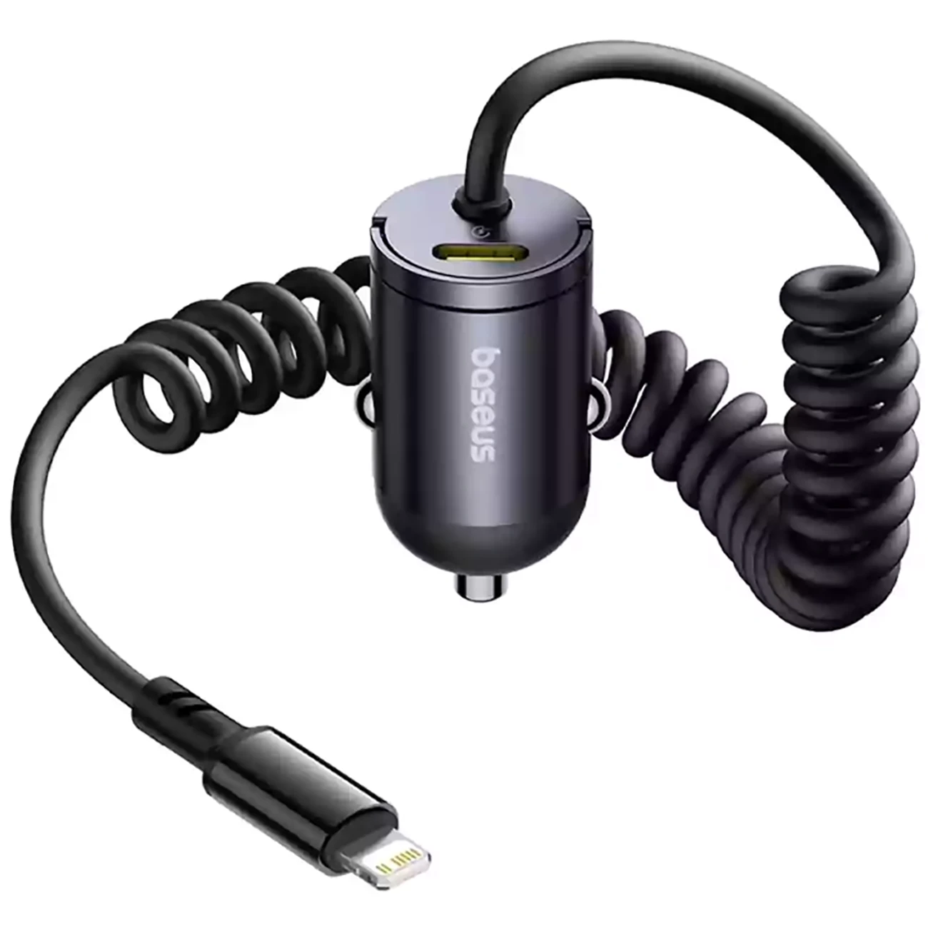 شارژر فندکی فست شارژ ماشین تایپ سی 30 وات بیسوسBaseus C00035001121-01 همراه با کابل متصل لایتنینگ