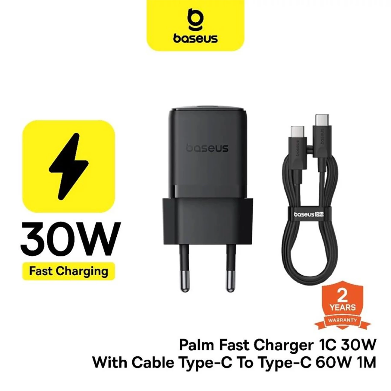 شارژر دیواری فست تایپ سی 30 وات بیسوس Baseus CCZC30CE همراه با کابل دو سر تایپ سی 60 وات