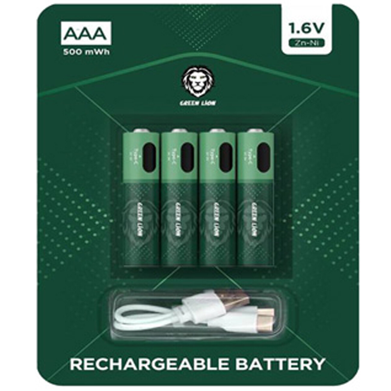 باتری نیم قلمی آلکالاین شارژی گرین لاین (Green Lion) مدل GNRGBAAA