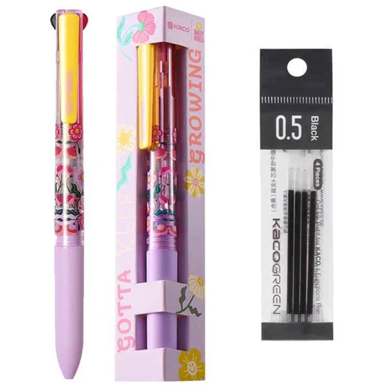 خودکار ژله ای سه کاره کاکو (KACO) نوک 0.5 میلی‌متری مدل Flower Field