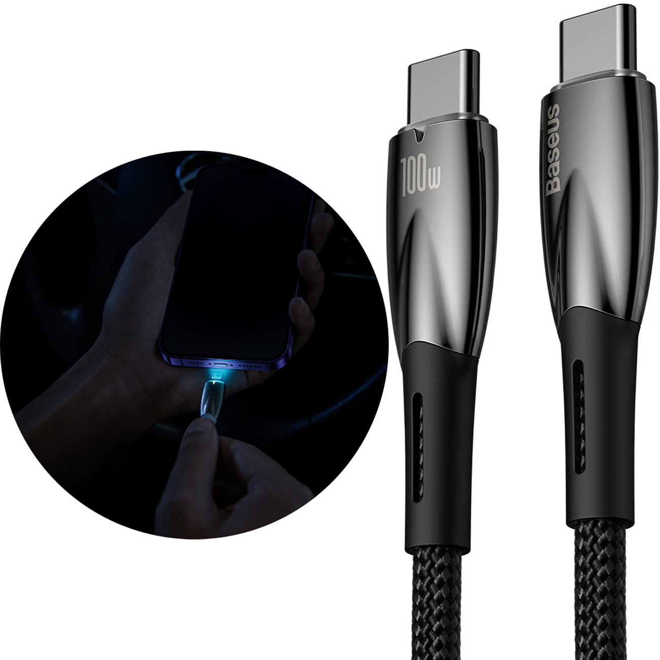 کابل تایپ سی به تایپ سی دو متری 100 وات بیسوس CADH000801