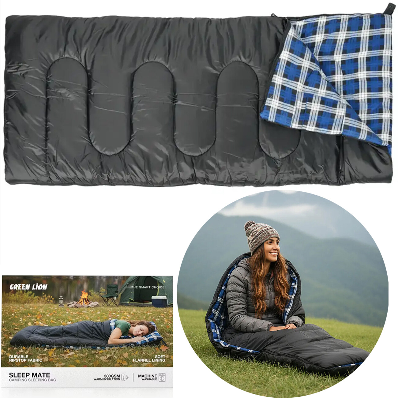 کیسه خواب گرین لاین Green Lion مدل GNSMCPSLBGBK یک نفره