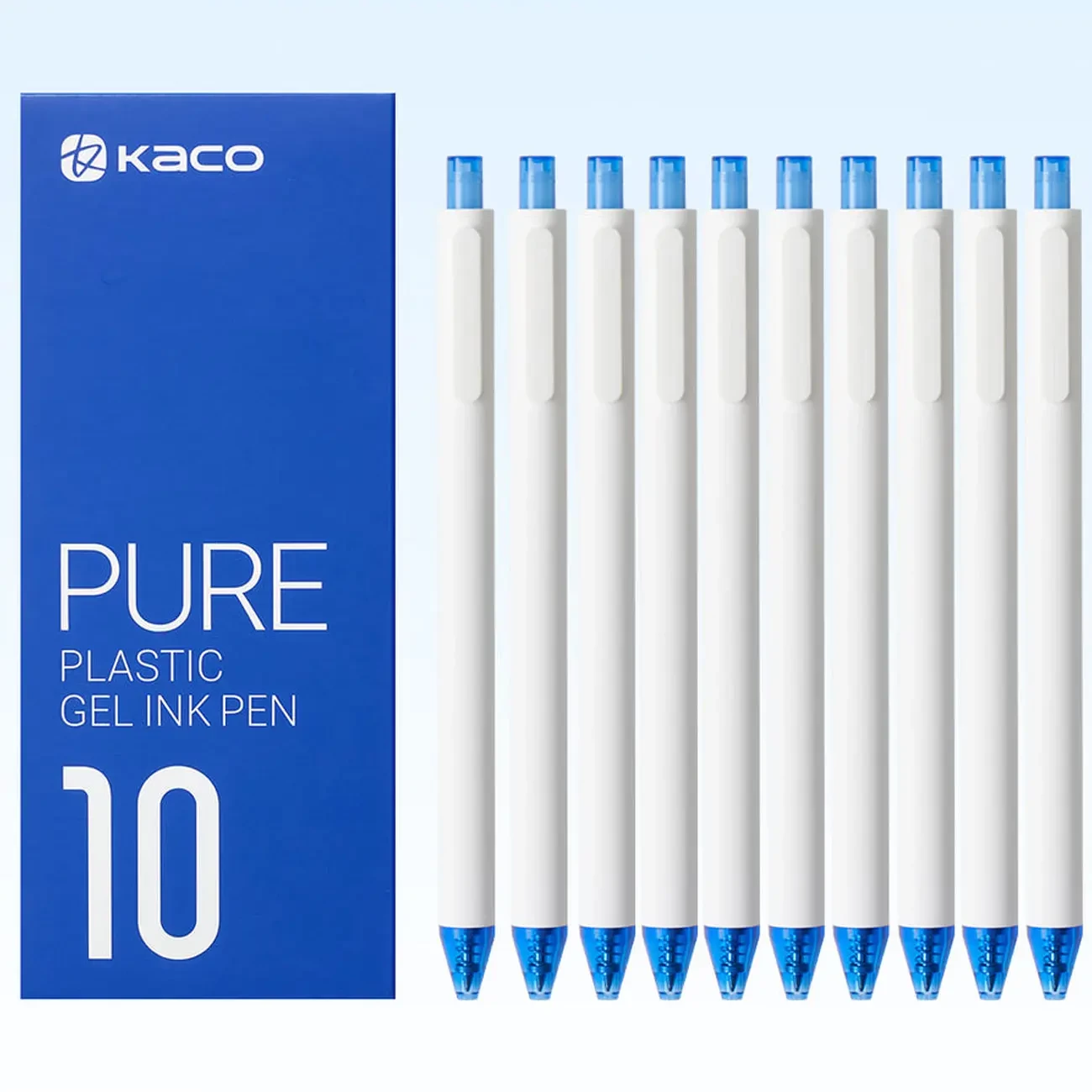 خودکار ژله‌ای مشکی و آبی کاکو KACO مدل K1015 بسته 10 عددی