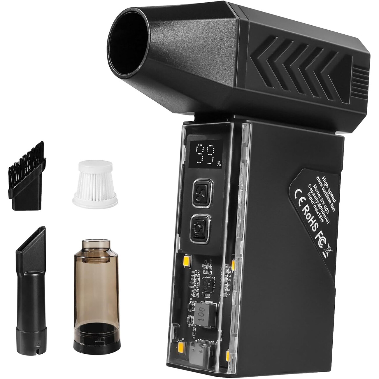 جت فن و جارو شارژی مدل SY-003 دارای چراغ LED