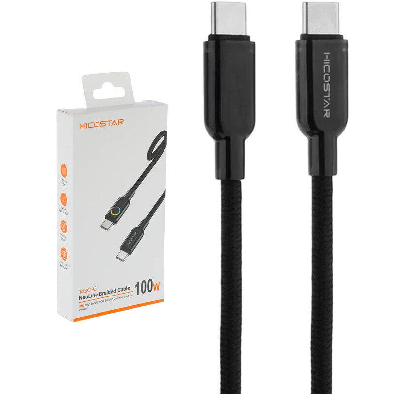 کابل تایپ سی 100 وات هایکو استار Hicostar مدل 143C-C طول 1 متر