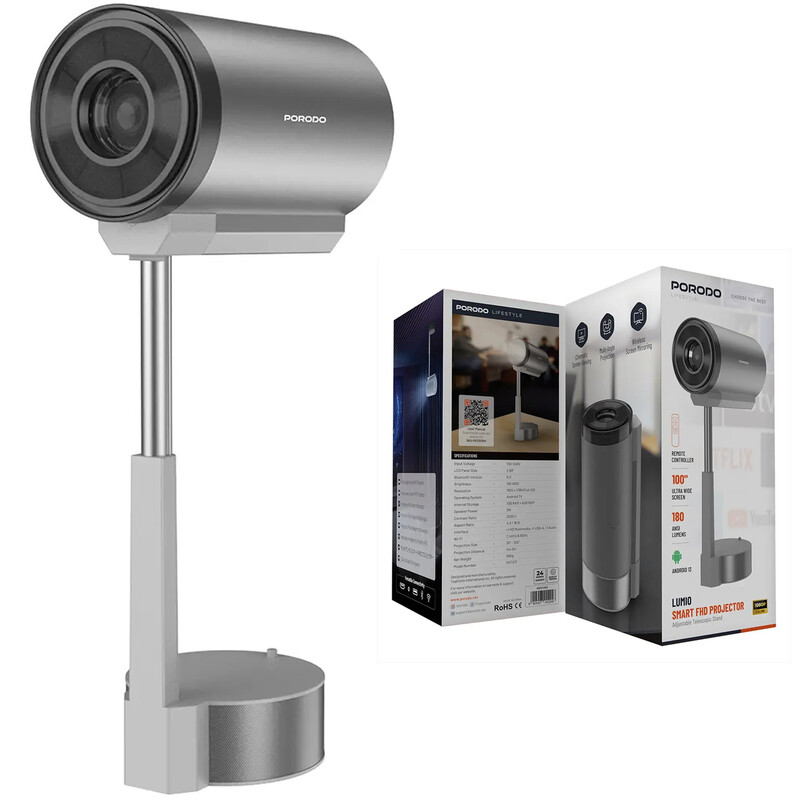 ویدئو پروژکتور هوشمند پورودو Porodo مدل PDTS17GY قابل حمل