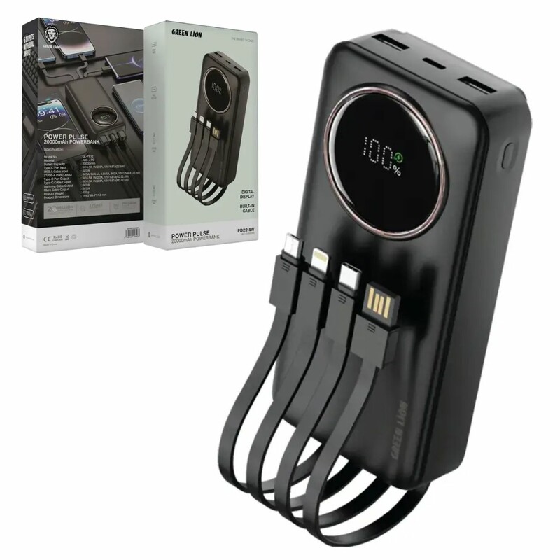 پاوربانک گرین لاین Green Lion مدل GL-PX12 ظرفیت 20000 میلی آمپر 22.5 وات
