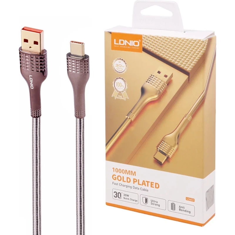 کابل شارژ تایپ سی الدنیو LDNIO مدل LS651 توان 30 وات 1 متر