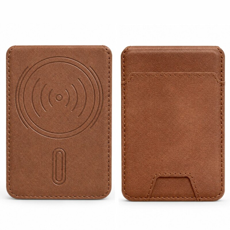کیف کارت مگنتی پشت گوشی Leather Wallet طرح چرمی قهوه ای