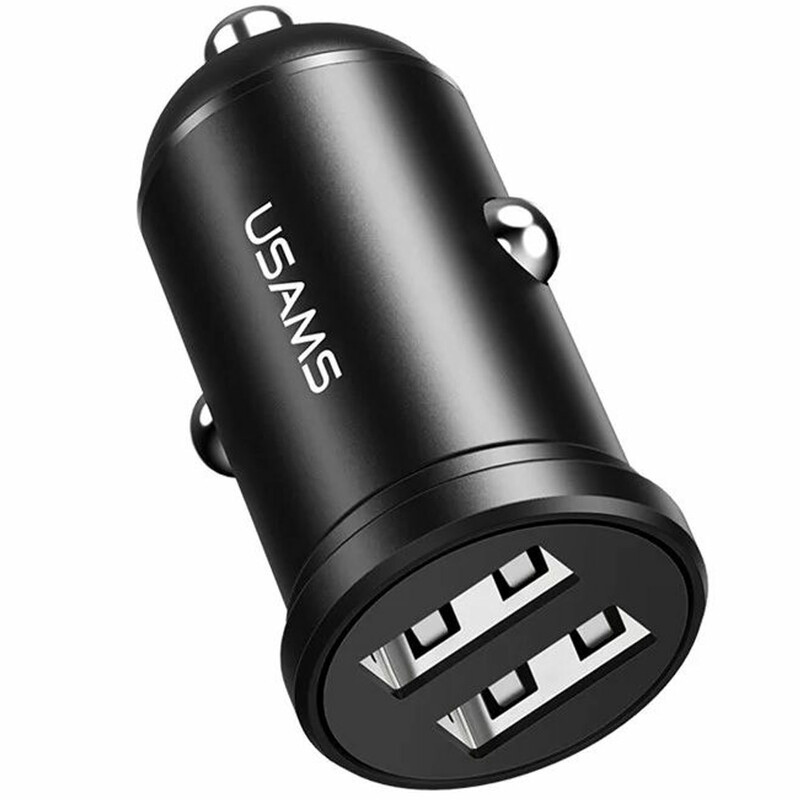 شارژر فندکی یوسامز USAMS مدل CC114 دو پورت USB با جریان 2.4 آمپر