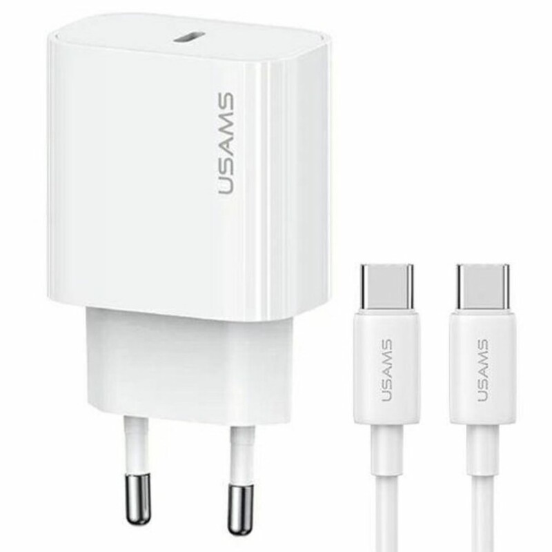 شارژر دیواری یوسامز USAMS مدل CC226 توان 20 وات با کابل Type-C طول 1m
