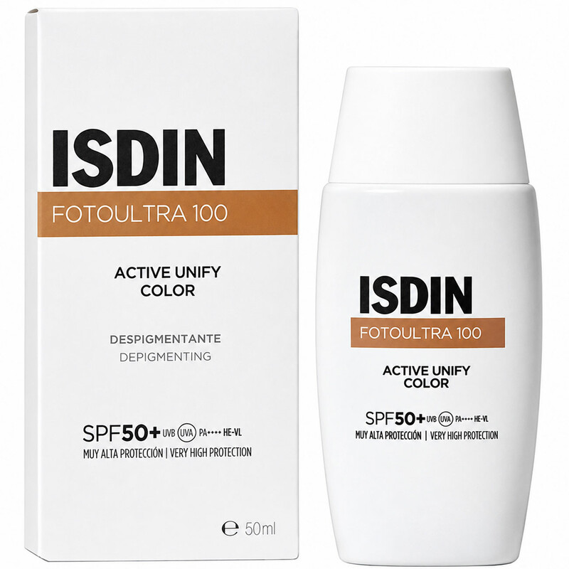 فلوئید ضدآفتاب رنگی ایزدین SPF50 مدل Active Unify ‌مناسب انواع پوست حجم 50ml