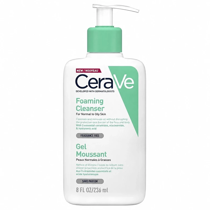 ژل شستشوی صورت سراوی CeraVe اصل مدل Foaming مناسب پوست نرمال تا چرب 236ml