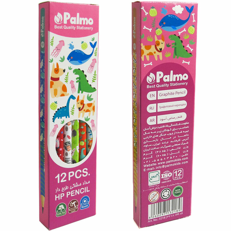 مداد مشکی پالمو PALMO مدل 3218 بسته 12 عددی طرح حیوانات