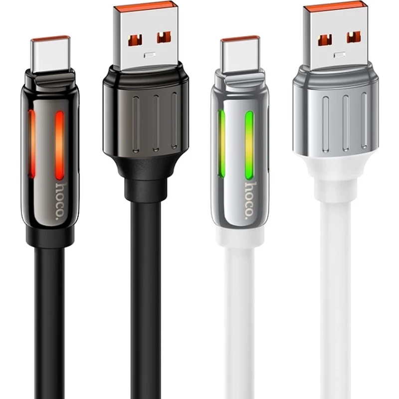 کابل تایپ سی هوکو مدل U136 با نور RGB طول 1.2 متر 5 آمپر