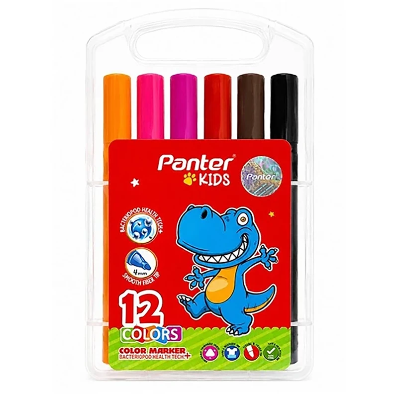 ماژیک رنگ آمیزی پنتر Panter مدل Kids نوک ۴ میلی متر بسته ۱۲ رنگ