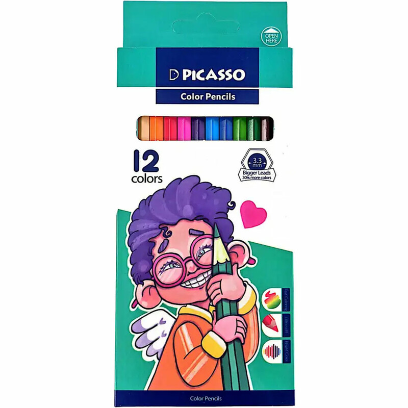 مداد رنگی 12 رنگ پیکاسو Picasso مدل GOL-12-C جعبه مقوایی