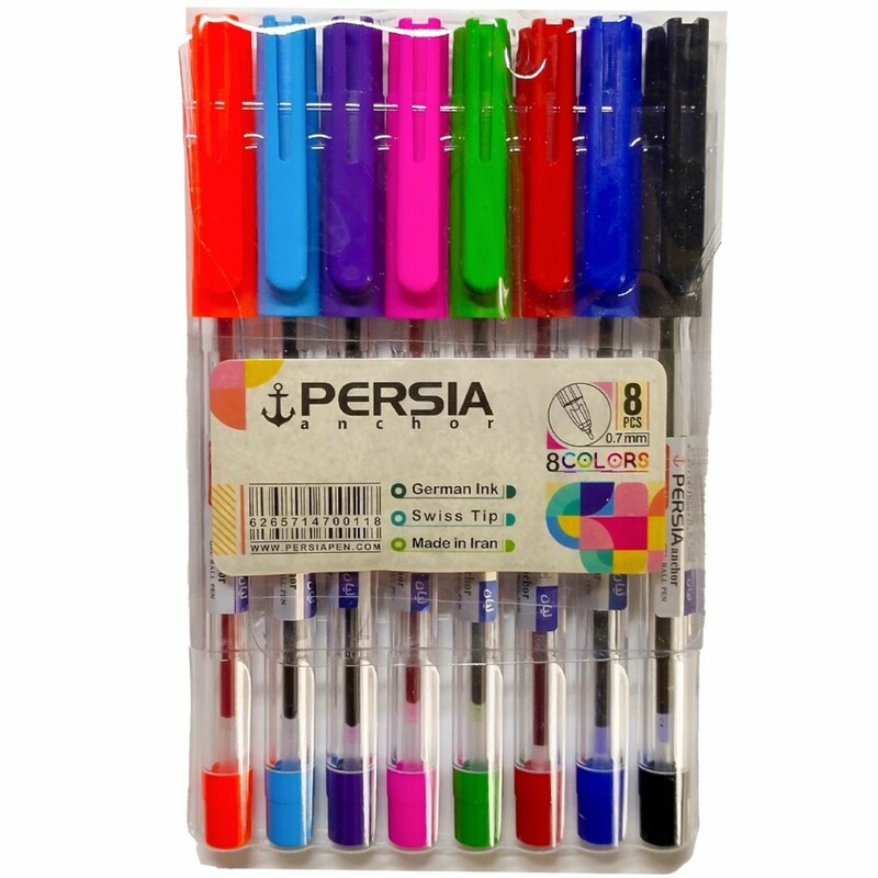 خودکار رنگی پرشیا PERSIA مدل لیان بسته 8 عددی نوک 0.7 میلی متر