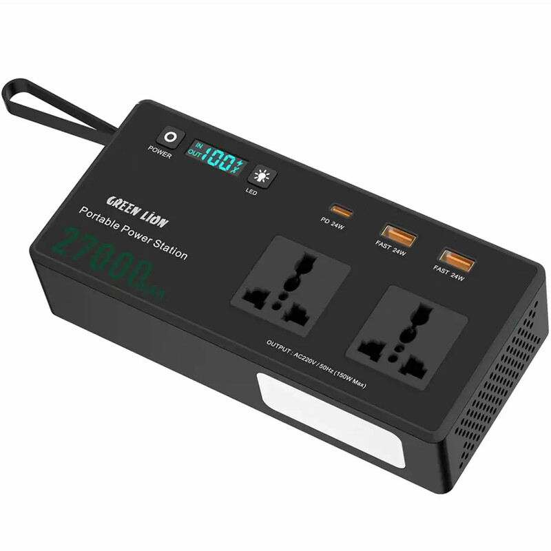 پاور بانک و پاور استیشن گرین لاین مدل GNVTMTE27PBBK ظرفیت 27000 میلی آمپر ساعت