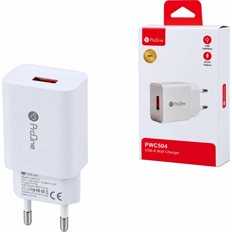 شارژر دیواری پرووان ProOne مدل PWC504 با توان 5 وات پورت USB-A