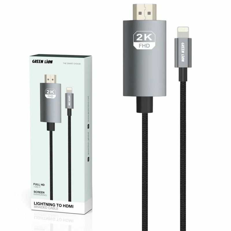 کابل لایتنینگ به HDMI گرین لاین Green Lion مدل GNHDMI2LGTGY طول 2 متر